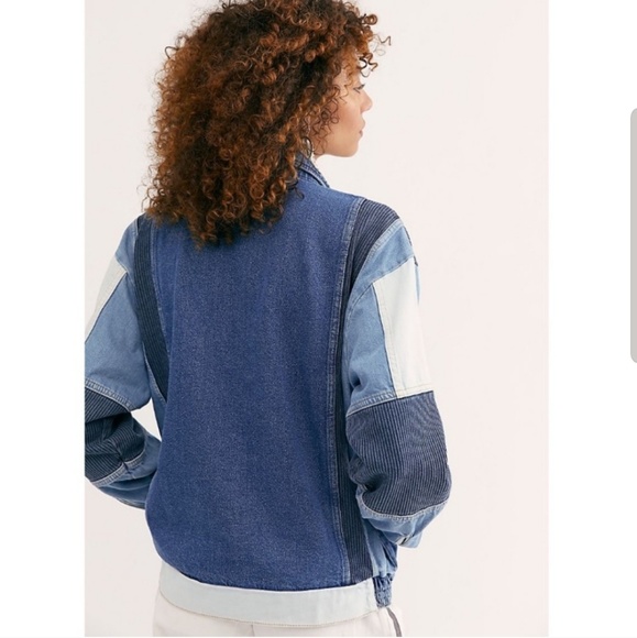 Panel Denim Bomber Jacket Xs 